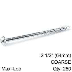 KREG Zinc Pocket Hole Screws 64mm 2.50' #8 Coarse Thread Mx Loc 250ct